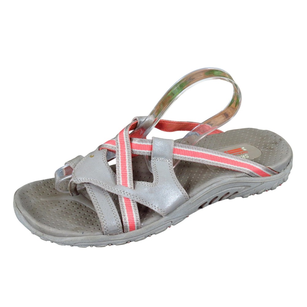 Skechers Reggae Irie Mon Womens Strappy Sandal Sz 11 Outdoor Taupe Coral Leather